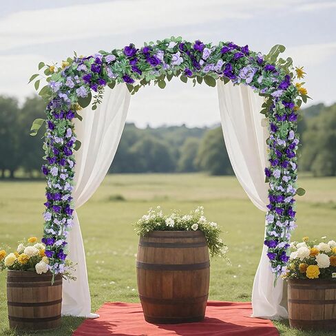 5Pcs 82 FT Artificial Purple Rose Flower Garland, Faux Silk Rose FGarland, Purple Party Decorations, Lavender Flower Hanging Flower Vines for Backdrop Decoration Tea Party Wedding Birthday in Saudi Arabia