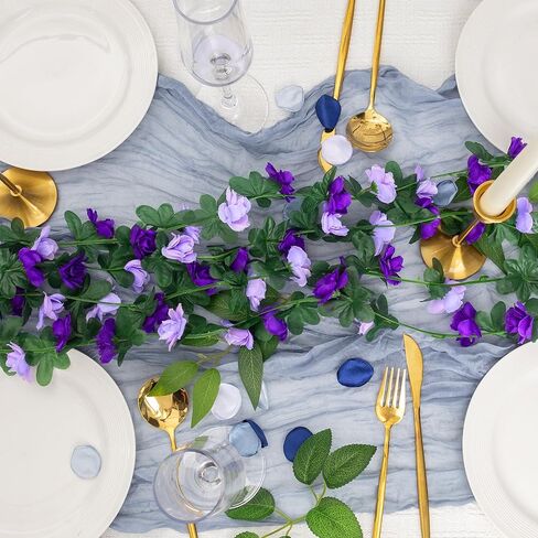 5Pcs 82 FT Artificial Purple Rose Flower Garland, Faux Silk Rose FGarland, Purple Party Decorations, Lavender Flower Hanging Flower Vines for Backdrop Decoration Tea Party Wedding Birthday in Saudi Arabia