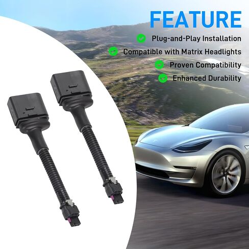 AUTOVIC Matrix Headlights Adapter Pair for 2021+ Tesla Model S Front Headlight Assembly Harness Plug and Play Black in Saudi Arabia