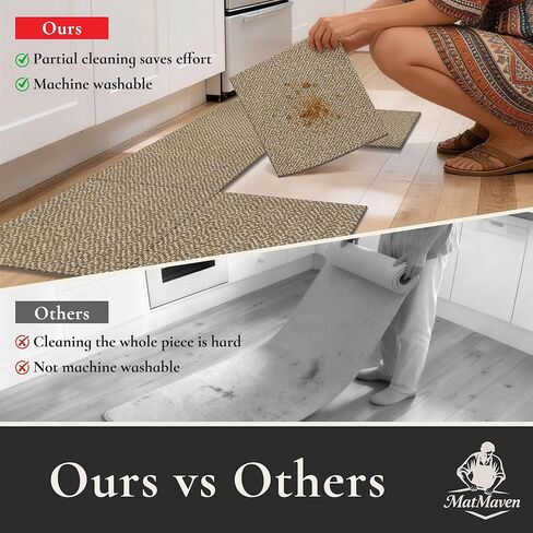 Area Rugs for Kitchen,Living Room,6 Pieces 12"x12" Super Absorbent and DIY Square Carpet,Non Slip Machine Washable Rug,Soft Indoor Floor Carpet for Bedroom,Office,Sink,Laundry,Beige in Saudi Arabia