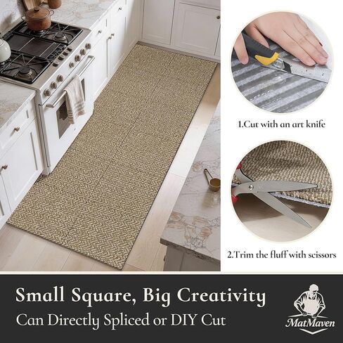 Area Rugs for Kitchen,Living Room,6 Pieces 12"x12" Super Absorbent and DIY Square Carpet,Non Slip Machine Washable Rug,Soft Indoor Floor Carpet for Bedroom,Office,Sink,Laundry,Beige in Saudi Arabia