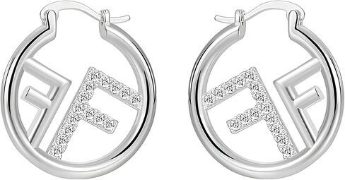 Exquisite 18K Gold Women's Letter Earrings with Diamond Accent - Elegant Gift for Fashionable Ladies. in Kuwait