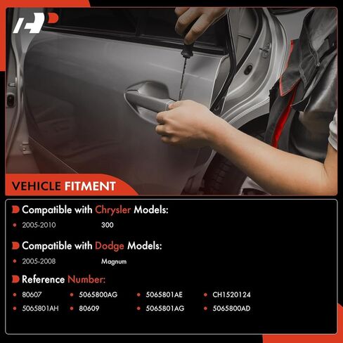 A-Premium Outside Exterior Door Handles Compatible with Chrysler 300 2005-2010 & Dodge Magnum 2005-2008, Chrome, 2-PC Set, Rear Driver and Passenger Side in Saudi Arabia