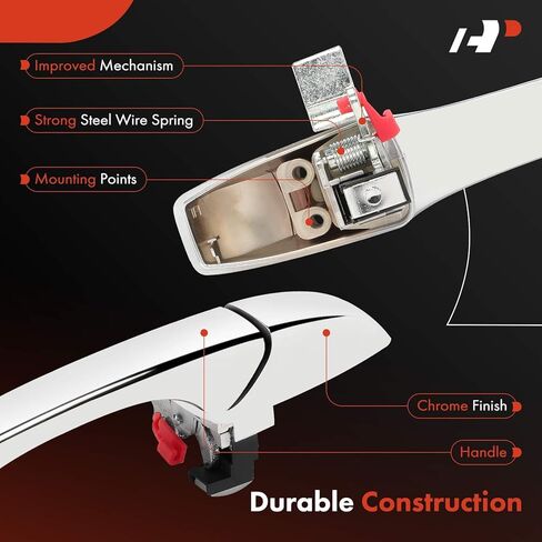 A-Premium Outside Exterior Door Handles Compatible with Chrysler 300 2005-2010 & Dodge Magnum 2005-2008, Chrome, 2-PC Set, Rear Driver and Passenger Side in Saudi Arabia
