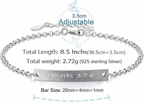 Proverbs 3 5 6 Bracelet for Women, 925 Sterling Silver Bible Verse Christian Faith Jewelry, Inspirational Gift for Her in Saudi Arabia