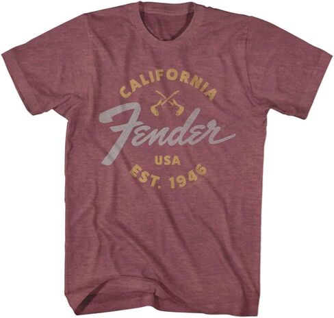 Fender California 1946 Adult Maroon Heather T Shirt American Made Guitars Vintage Style Graphic Tees in Saudi Arabia