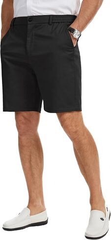 Men's Cotton Stretch Chino Shorts Elastic Waist Drawstring Casual Lightweight Summer Beach Short in Kuwait