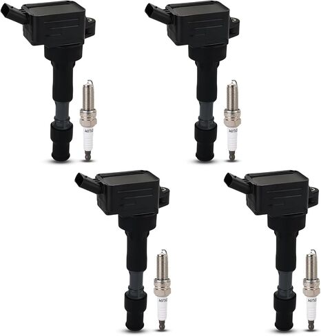 JDMON 4Pcs Ignition Coils Pack and Spark Plug Compatible with Hyundai Elantra 17-20 Kona 18-22 Sonata 16-19 Veloster 19-21, Kia Forte 17-22 Optima 17-18 Soul 20-22 Seltos/Forte5 21-22 Replaces UF816 in Saudi Arabia