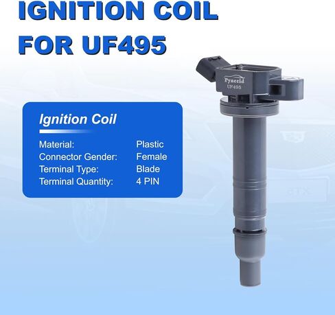 UF495 High-Performance Ignition Coils Set of 4 Compatible with Toyota 4Runner/Tacoma/Tundra/FJ Cruiser 4.0L V6 & Camry/Corolla/Solara/Scion 2.4L 2.7L - Replaces 90919-02248 90919-A2001 in Kuwait