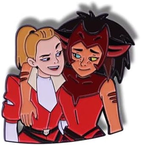 Cute Warrior Princess Couple Enamel Pin, Fantasy Girl Duo Lapel Pin, Hard Enamel Badge Gift in Kuwait