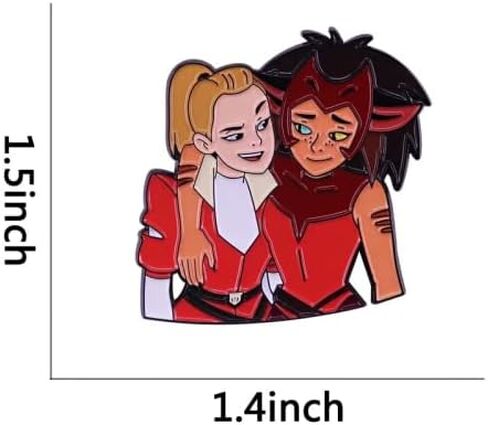 Cute Warrior Princess Couple Enamel Pin, Fantasy Girl Duo Lapel Pin, Hard Enamel Badge Gift in Kuwait