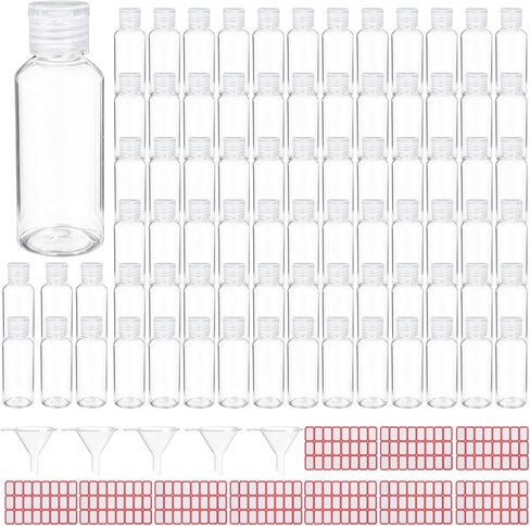 204 Pcs 2 oz Clear Plastic Empty Bottles with Colorless Flip Cap Small Travel Size Shampoo Bottles Transparent Dispenser Container for Liquids Lotion Toiletries in Kuwait