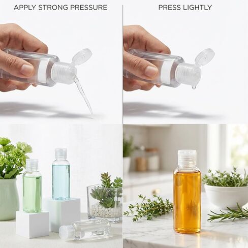 204 Pcs 2 oz Clear Plastic Empty Bottles with Colorless Flip Cap Small Travel Size Shampoo Bottles Transparent Dispenser Container for Liquids Lotion Toiletries in Kuwait