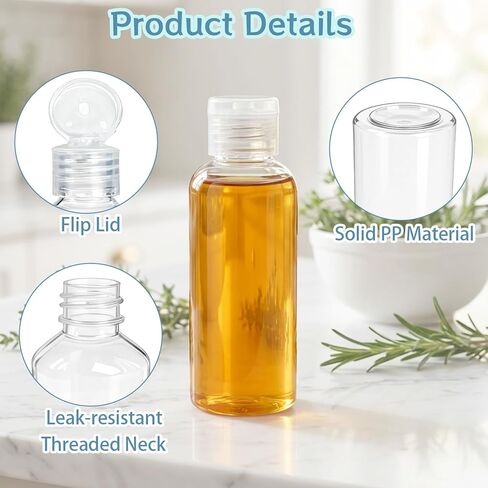 204 Pcs 2 oz Clear Plastic Empty Bottles with Colorless Flip Cap Small Travel Size Shampoo Bottles Transparent Dispenser Container for Liquids Lotion Toiletries in Kuwait