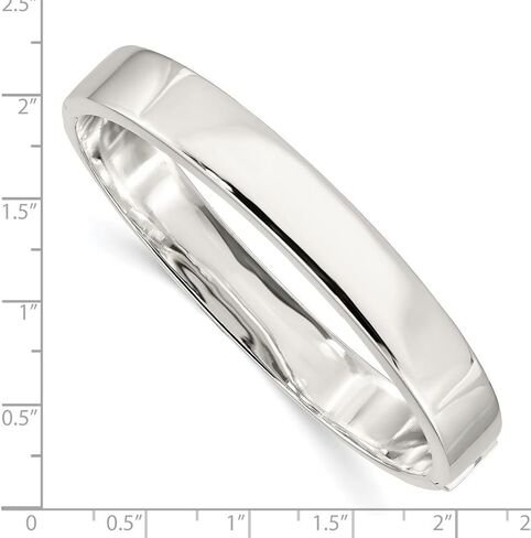 JewelryWeb 925 Sterling Silver Hollow Polished Flat edge Hidden catch Box Catch Closure 9.75mm Hinged Bangle Cuff Bracelet for Women in Saudi Arabia