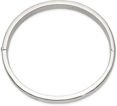 JewelryWeb 925 Sterling Silver Hollow Polished Flat edge Hidden catch Box Catch Closure 9.75mm Hinged Bangle Cuff Bracelet for Women in Saudi Arabia