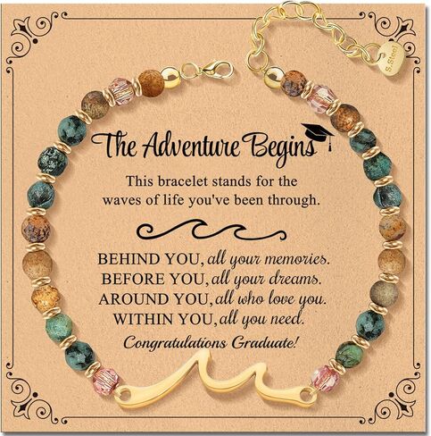 Inspirational Wave Bracelet Gifts for Women - Healing Natural Stone Bracelet for Women - Mohters Day Birthday Christmas Graduation Gifts for Friend Sister Bestie Mom Daughter Niece Grandma in Kuwait