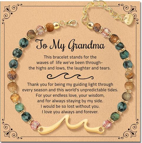 Inspirational Wave Bracelet Gifts for Women - Healing Natural Stone Bracelet for Women - Mohters Day Birthday Christmas Graduation Gifts for Friend Sister Bestie Mom Daughter Niece Grandma in Saudi Arabia