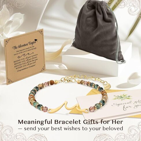 Inspirational Wave Bracelet Gifts for Women - Healing Natural Stone Bracelet for Women - Mohters Day Birthday Christmas Graduation Gifts for Friend Sister Bestie Mom Daughter Niece Grandma in Saudi Arabia