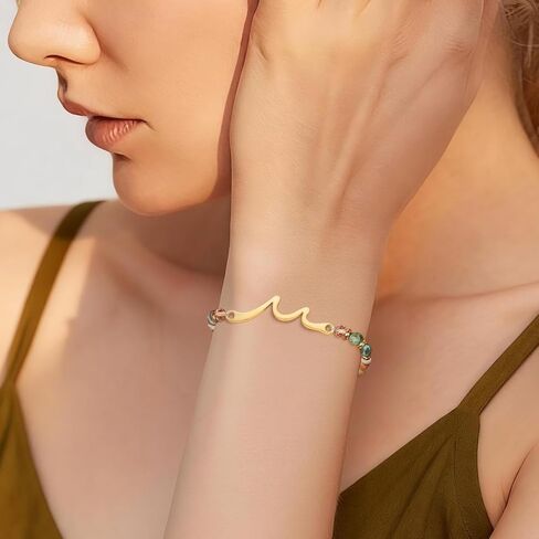Inspirational Wave Bracelet Gifts for Women - Healing Natural Stone Bracelet for Women - Mohters Day Birthday Christmas Graduation Gifts for Friend Sister Bestie Mom Daughter Niece Grandma in Saudi Arabia