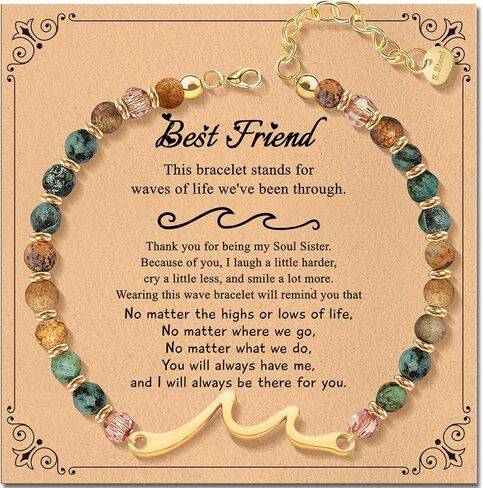 Inspirational Wave Bracelet Gifts for Women - Healing Natural Stone Bracelet for Women - Mohters Day Birthday Christmas Graduation Gifts for Friend Sister Bestie Mom Daughter Niece Grandma in Saudi Arabia