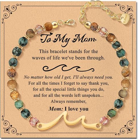 Inspirational Wave Bracelet Gifts for Women - Healing Natural Stone Bracelet for Women - Mohters Day Birthday Christmas Graduation Gifts for Friend Sister Bestie Mom Daughter Niece Grandma in Saudi Arabia