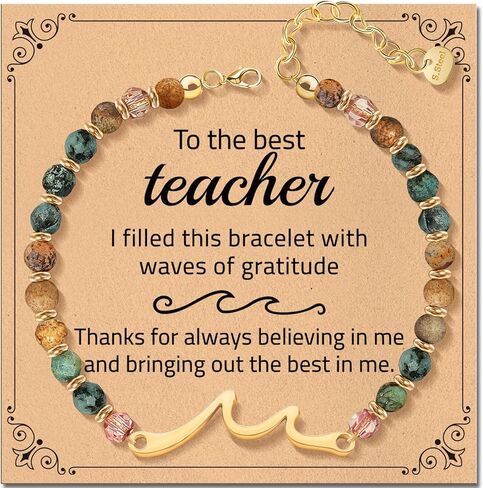 Inspirational Wave Bracelet Gifts for Women - Healing Natural Stone Bracelet for Women - Mohters Day Birthday Christmas Graduation Gifts for Friend Sister Bestie Mom Daughter Niece Grandma in Saudi Arabia