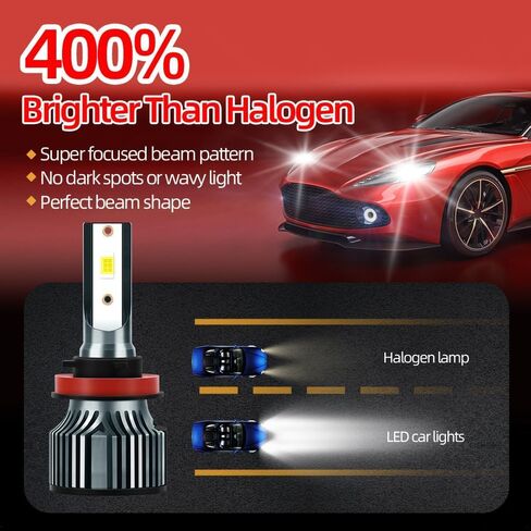 مجموعة مصابيح إضاءة أمامية LED متوافقة مع Ford Transit 150 250 350 (2014-2023)، سطوع 400% 6500K مروحة مدمجة 22000LM، التوصيل والتشغيل (9005 شعاع عالٍ وشعاع منخفض H11) in Kuwait