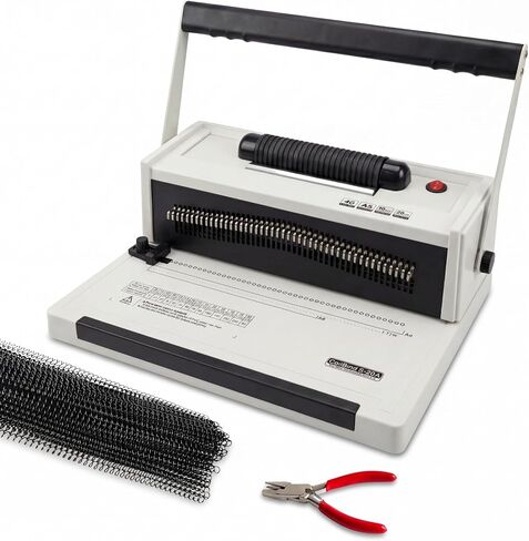 آلة تجليد حلزونية مزودة بمدخل ملف كهربائي، 20 ورقة خرامة يدوية، درجة 4:1، 46 دبوسًا قابلاً للفصل بالكامل للربط متعدد الاستخدامات - تربط ما يصل إلى 500 ورقة - تتضمن 100 ملف وكماشة تجعيد in Kuwait