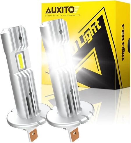 لمبة إضاءة LED H1 مطورة من AUXITO 2025، حجم صغير 1:1، لا يتطلب محول سهل التركيب، 6500K أبيض، مجموعة مصابيح الضباب LED بدون مروحة H1ll، Canbus جاهزة، التوصيل والتشغيل، حزمة من 2 in Saudi Arabia