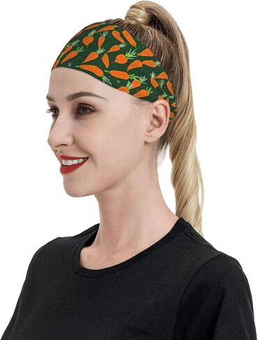 Happy Carrot Print Sports Sweatband Moisture Wicking Headband for Running Yoga Fitness Unisex in Saudi Arabia