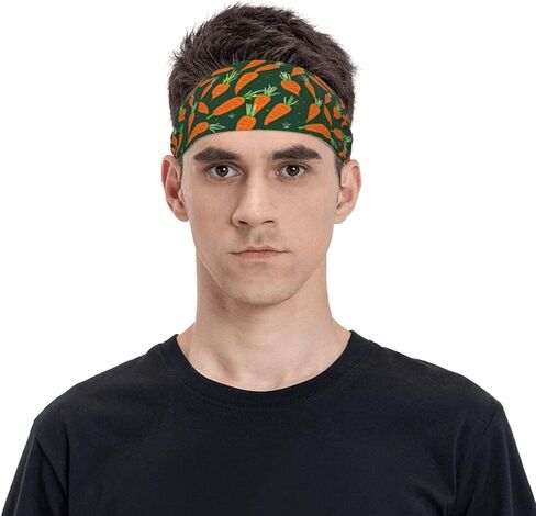 Happy Carrot Print Sports Sweatband Moisture Wicking Headband for Running Yoga Fitness Unisex in Saudi Arabia