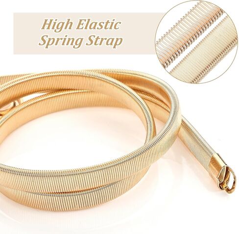 Gold Waist Belt For Women Stretchy Metal Skinny Bow Belts For Dress Adjustable Gold Chain Belt Fashion Waistband With Bow-Knot For Dresses Jeans Formal in Saudi Arabia