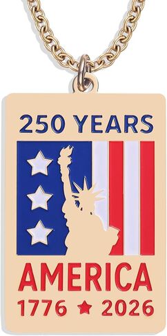Melix Home USA 250th Anniversary Ornament Necklace for Men 250 Years Freedom Independence Anniversary Necklaces Gift in Saudi Arabia