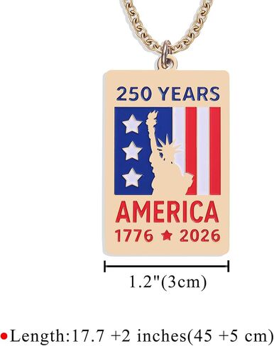 Melix Home USA 250th Anniversary Ornament Necklace for Men 250 Years Freedom Independence Anniversary Necklaces Gift in Saudi Arabia