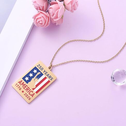 Melix Home USA 250th Anniversary Ornament Necklace for Men 250 Years Freedom Independence Anniversary Necklaces Gift in Saudi Arabia