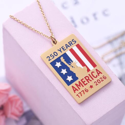 Melix Home USA 250th Anniversary Ornament Necklace for Men 250 Years Freedom Independence Anniversary Necklaces Gift in Saudi Arabia