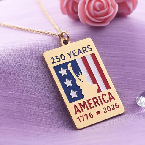 Melix Home USA 250th Anniversary Ornament Necklace for Men 250 Years Freedom Independence Anniversary Necklaces Gift in Saudi Arabia
