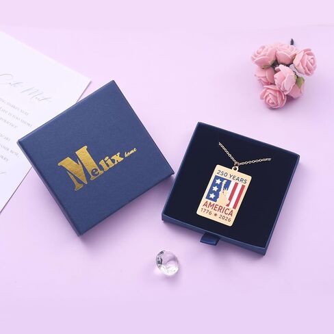 Melix Home USA 250th Anniversary Ornament Necklace for Men 250 Years Freedom Independence Anniversary Necklaces Gift in Saudi Arabia