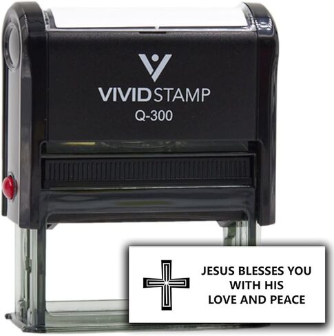 Vivid Stamp Jesus Blesses You with His Love and Peace Self Inking Rubber Stamp (Red Ink) - Q-200 in Saudi Arabia