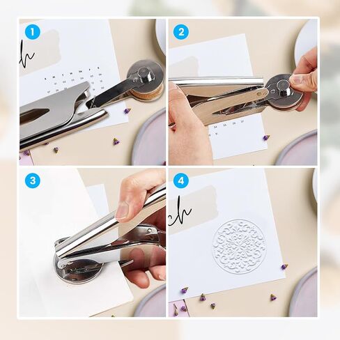 ANATTASOUL Book Embosser Personalized Ornate Pattern Pattern Book Stamp, Durable Library Stamp with Handle Set for Books, Library, Envelopes, Documents, Invitation（100Pcs Stickers in Saudi Arabia