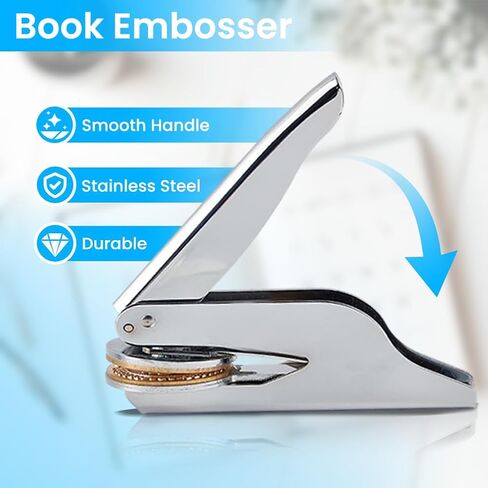 ANATTASOUL Book Embosser Personalized Ornate Pattern Pattern Book Stamp, Durable Library Stamp with Handle Set for Books, Library, Envelopes, Documents, Invitation（100Pcs Stickers in Saudi Arabia