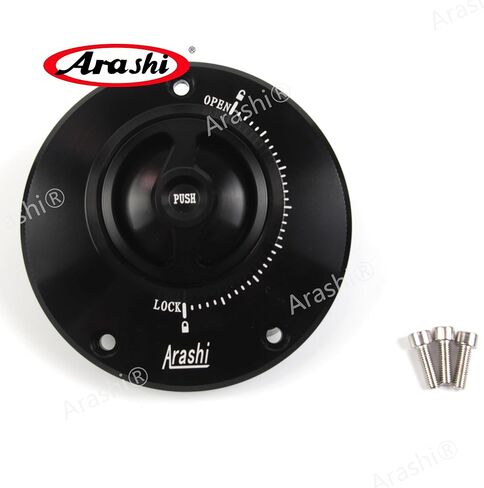 Arashi CNC Keyless Fuel Tank Gas Cap Cover for Kawasaki Ninja ZX10R, ZX1400, ZX14R, ZZR1400, ZX6R ZX636, ZX6RR, ZX9R, ZZR1200, ZZR600, ER400 ER4N, VERSY.S 650, VERSY.S 1000 Black in Kuwait