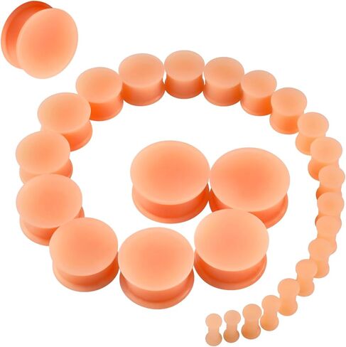 JOYTOYOU 26Pcs Silicone Ear Gauge Plugs Stretching Kit Double Flared Flesh Tunnels Saddle Expander Set 8g to 1" in Kuwait