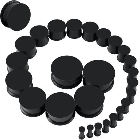 JOYTOYOU 26Pcs Silicone Ear Gauge Plugs Stretching Kit Double Flared Flesh Tunnels Saddle Expander Set 8g to 1" in Kuwait