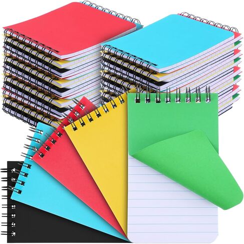 40 Pack Top Spiral Memo Pads, 3"x5" Lined Pocket Notebook Mini College Ruled Paper, Wirebound Small Steno Pads for Home, School, Office, 50 Sheets, Assorted Colors in Kuwait