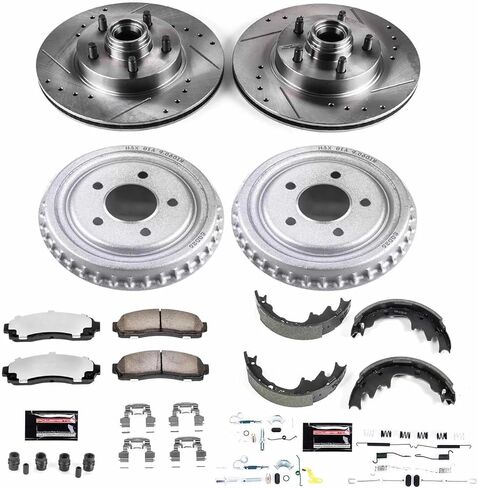 PowerStop Front & Rear Brake Kit For Ford Ranger 2003-09 |Mazda B2300 2003-09 |B3000 2003-08 - Truck & Tow Carbon Fiber Ceramic Brake Pads + Drilled & Slotted Rotors Upgrade, K15154DK-36 in Saudi Arabia