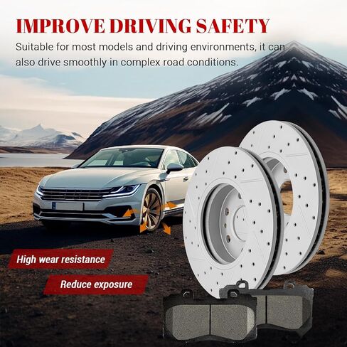 مجموعة فرامل قرصية بديلة ودوارات أمامية من السيراميك محفورة بفتحات تهوية لسيارة Chevy Colorado 2015-2020، لـ Gmc Canyon 2015 2016 2017 2018 2019 2020 in Kuwait