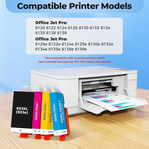 923e 923XL 923 Ink Cartridges for HP Printers 8125e 8120e 8135e Replacement for HP 923 Ink Cartridges for Office Jet Pro 8125e 8120e 8120 8135e 8135 8139e 8130e, for HP Ink 923 923e with Chip 4 Pack in Saudi Arabia