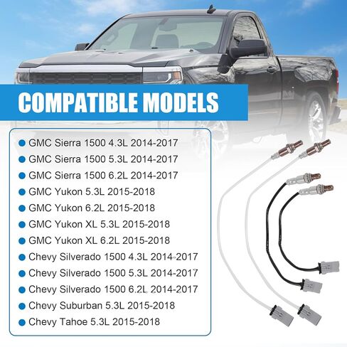 Oxygen O2 Sensor Upstream Downstream Set of 4 Replacement for Chevy Silverado Suburban Tahoe 2014-2018, GMC Sierra Yukon 2014-2018, Replace 234-4940 234-4974 in Kuwait